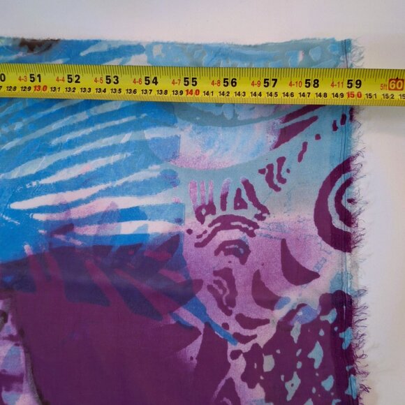 6 Yd Fabric - Vintage Chiffon Voile Tulle Lavenders Aqua Abstract Print 6ydx59in - Picture 13 of 13